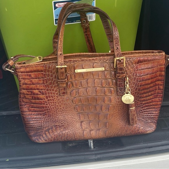Brahmin Tan Croc-Embossed Satchel - Picture 1 of 4